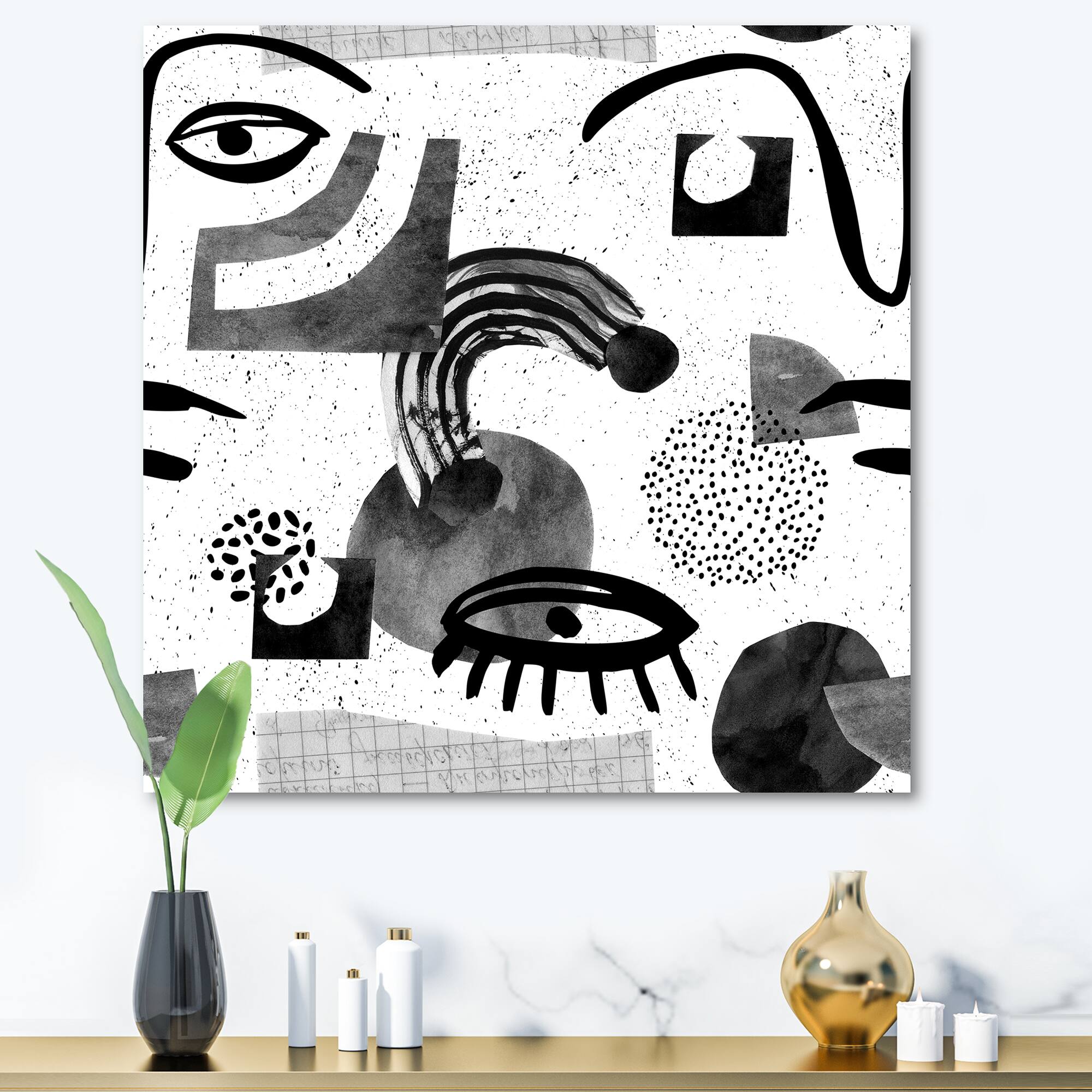 Designart - Collage of Eyes & Doodles In Contemporary Style II
